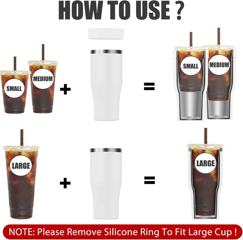 Niceyos Universal Iced Coffee Sleeve - Insulated Double Wall Reusable Stainless Steel Holder Sleeves Insulator for Cold Drinks Fits Small Medium Large To Go Cups Gifts for Men Women Him Her (White) - Image 2